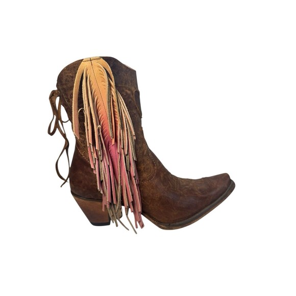Junk Gypsy by Lane "Spirit Animal" Brown Leather Western Boots 8.5 Fringe Bootie - Picture 16 of 16